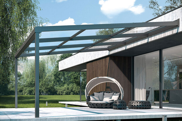 Terrassendach aus Aluminium und Glas